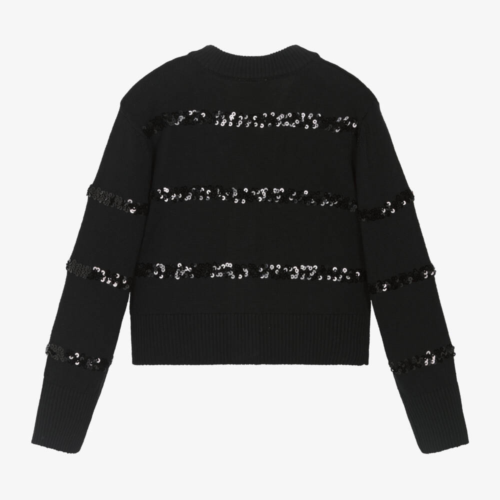 Boboli-Girls Glittering Ebony Knit Cardigan | Childrensalon Outlet