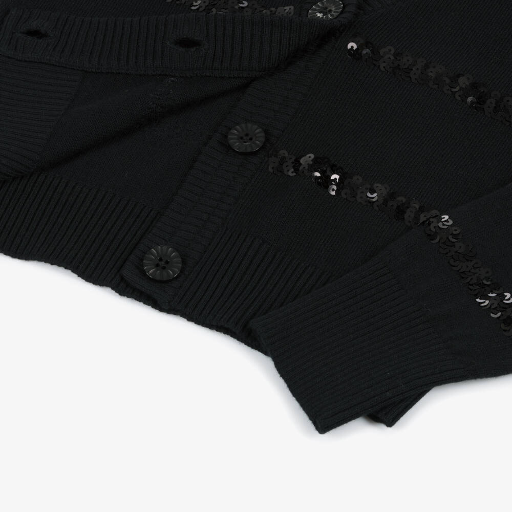 Boboli-Girls Glittering Ebony Knit Cardigan | Childrensalon Outlet