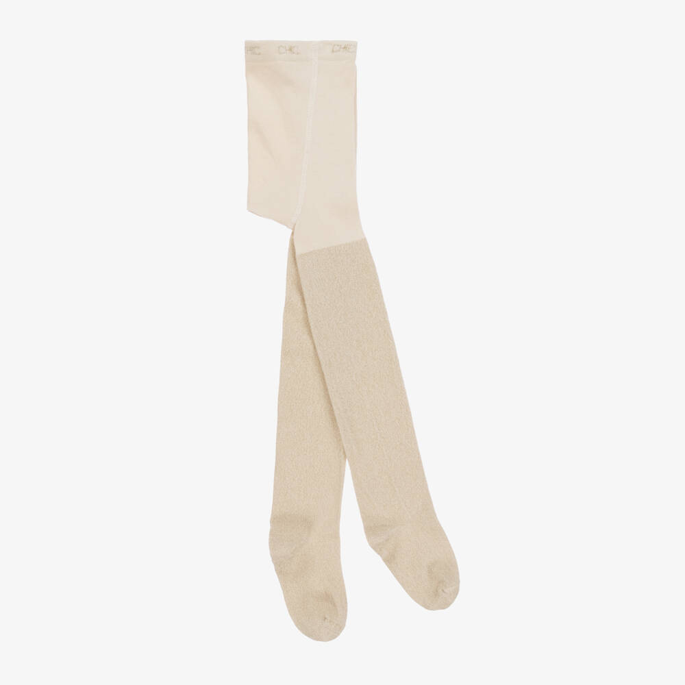 Boboli-Girls Glittery Gold Cotton Tights | Childrensalon Outlet