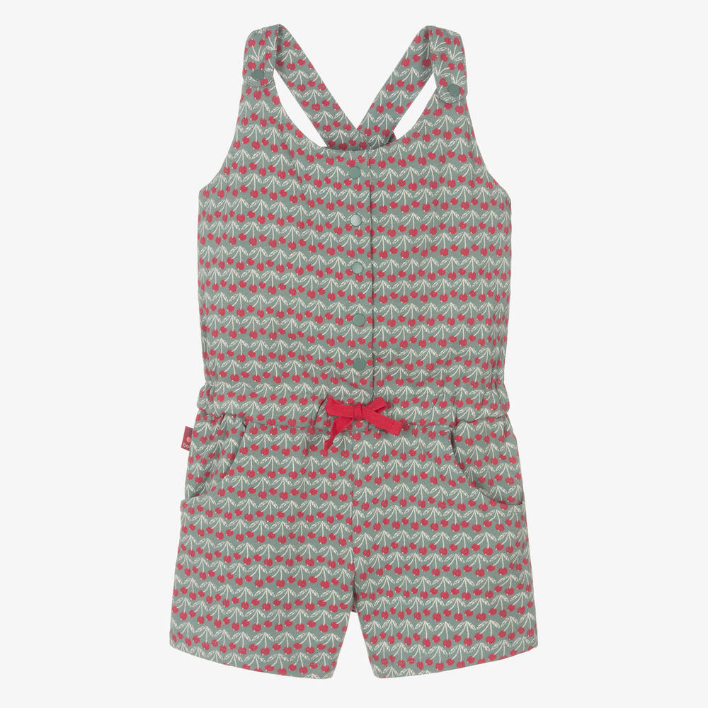 Boboli - Grüner Baumwoll-Kirschen-Playsuit | Childrensalon