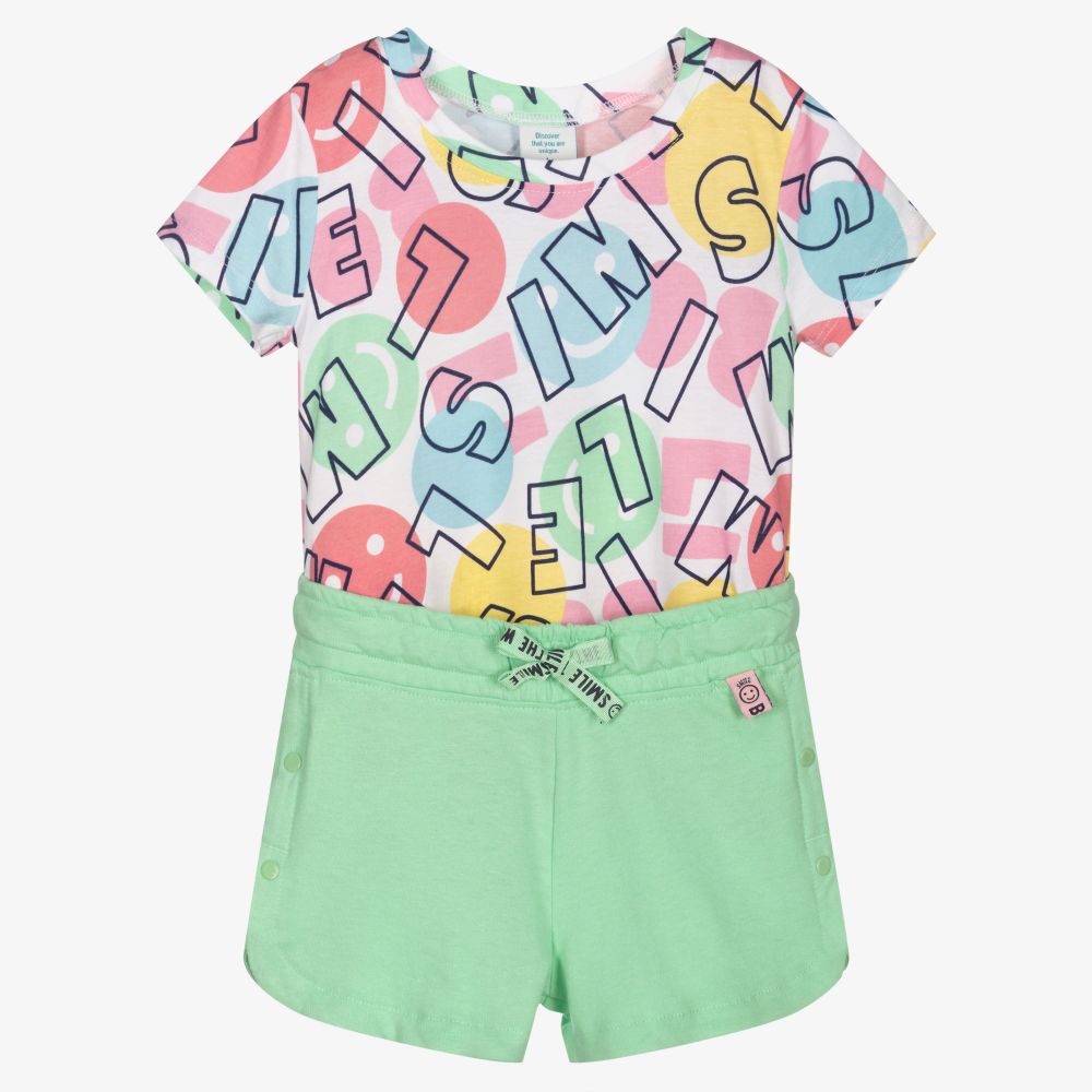 Boboli-Girls Green Cotton Shorts Set | Childrensalon Outlet