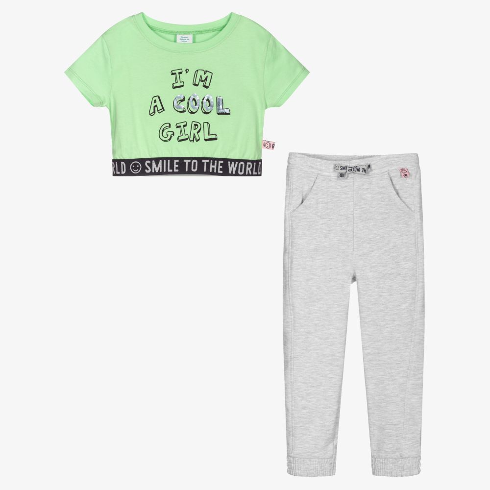 Boboli-Зеленый топ и серые джоггеры для девочек | Childrensalon Outlet