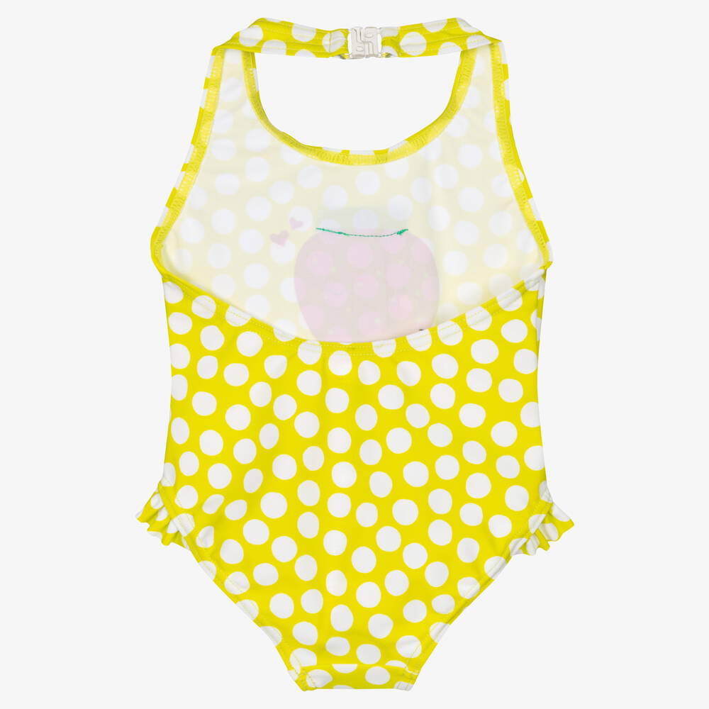 Boboli Girls Green Polka Dot Ruffle Swimsuit Childrensalon Outlet