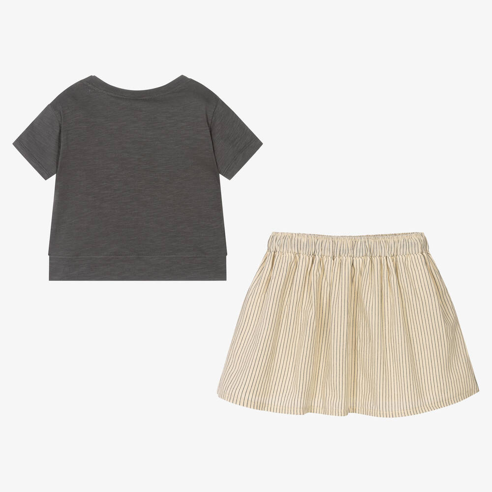 Boboli-Girls Grey & Beige Skirt Set | Childrensalon Outlet