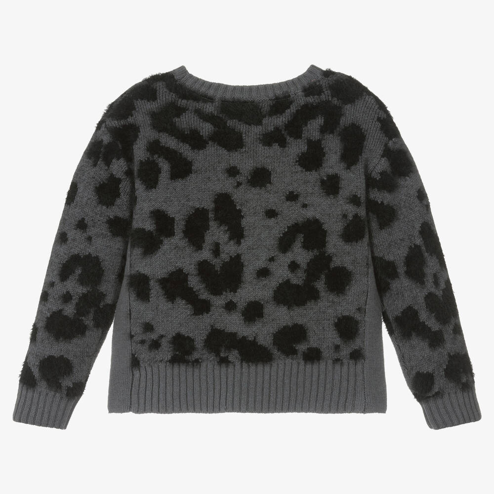 Boboli-Серо-черный пушистый вязаный свитер | Childrensalon Outlet