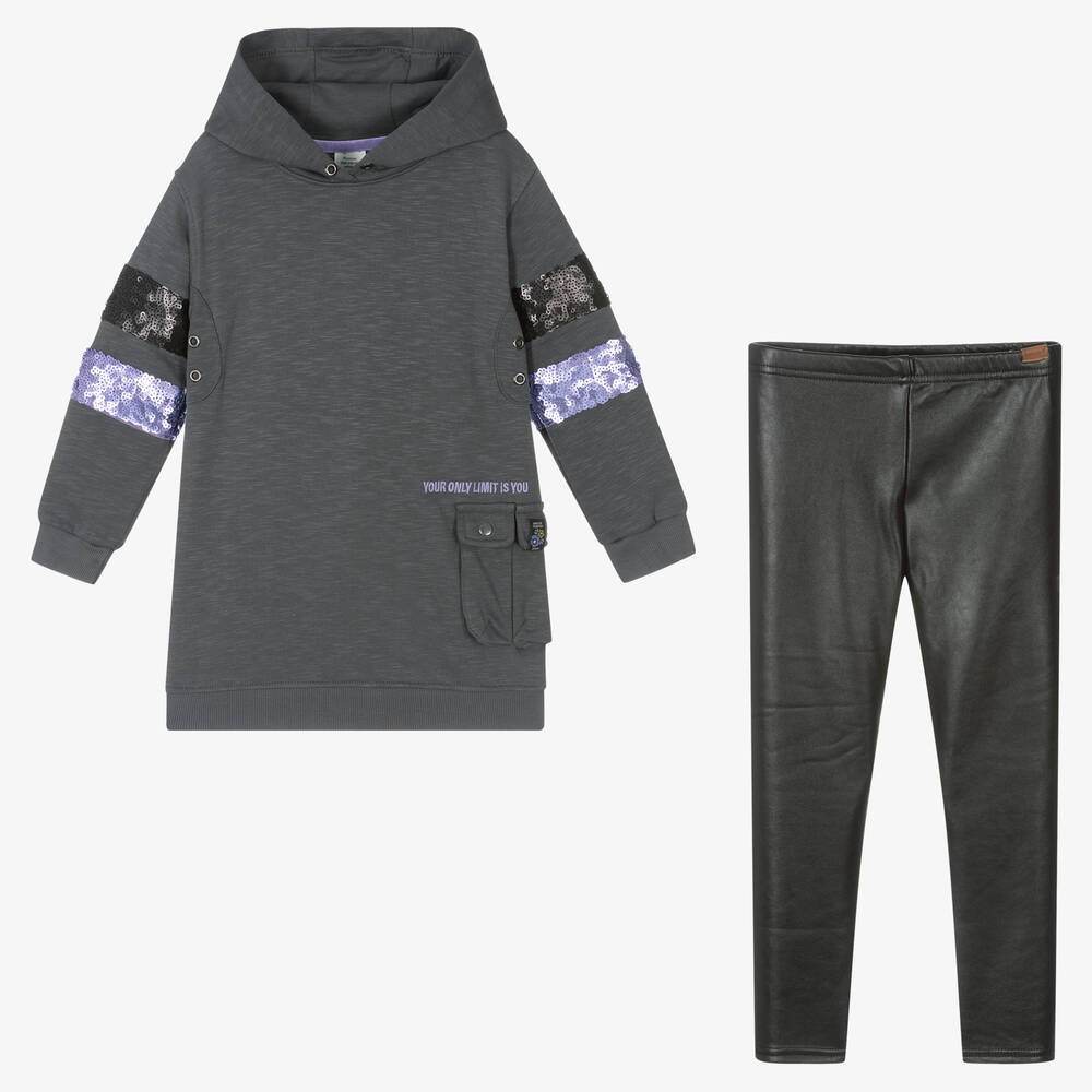 Boboli-Girls Grey & Black Leggings Set | Childrensalon Outlet