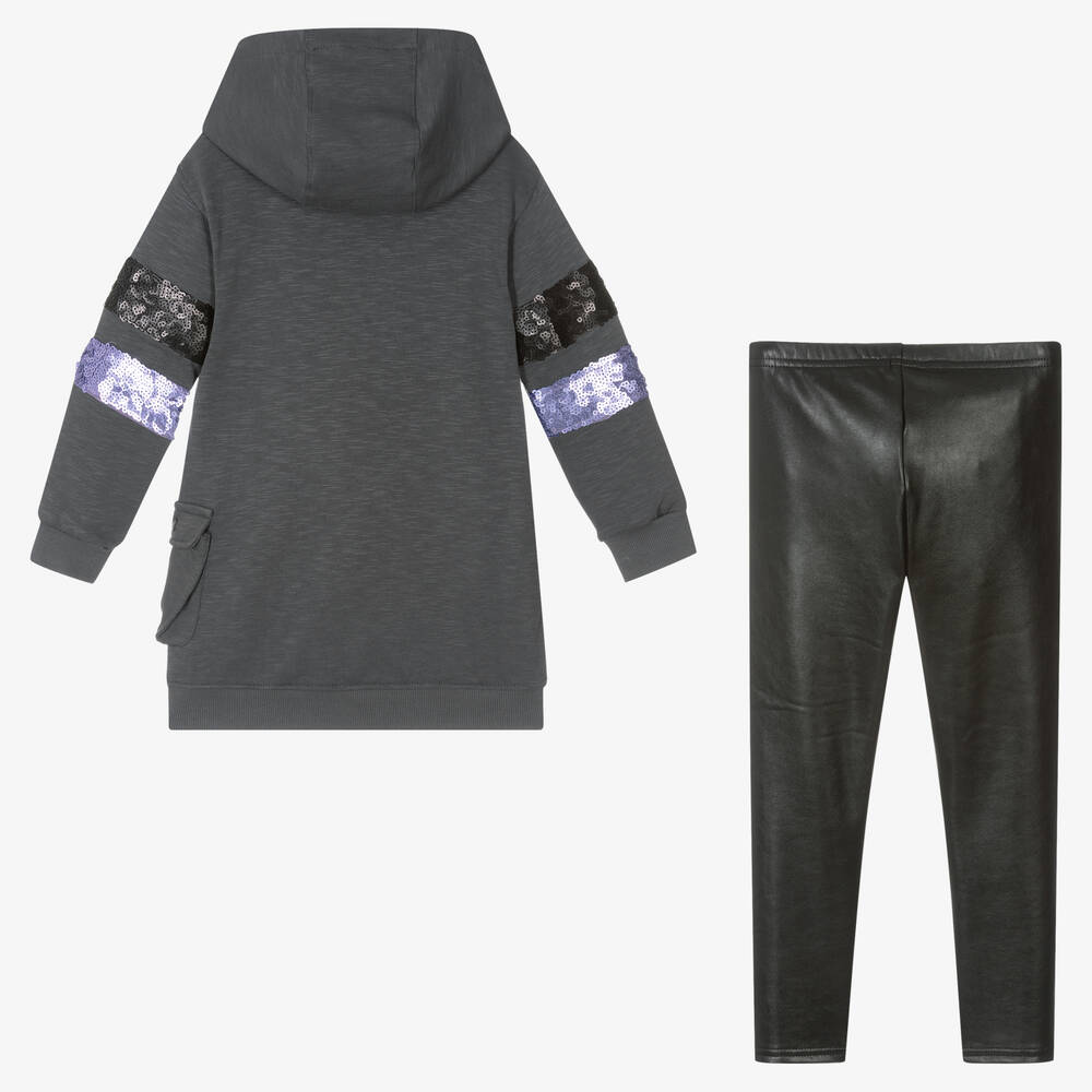 Boboli-Girls Grey & Black Leggings Set | Childrensalon Outlet