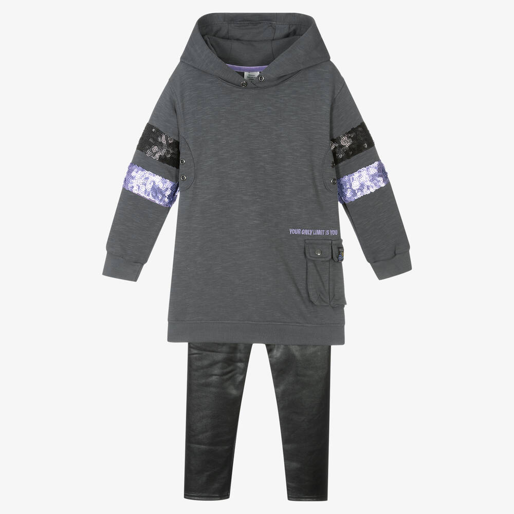 Boboli-Girls Grey & Black Leggings Set | Childrensalon Outlet