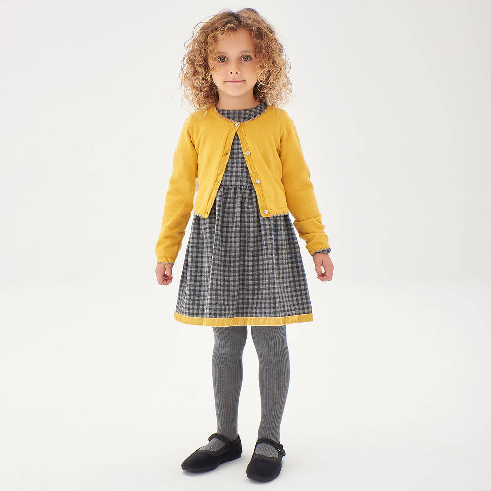 Boboli-Girls Grey Check Dress Set  | Childrensalon Outlet
