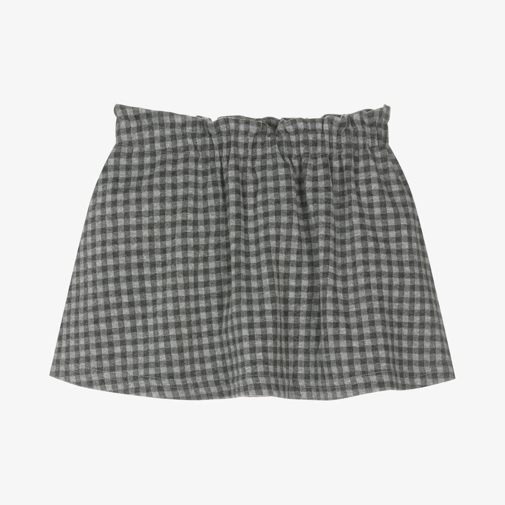 Boboli-Girls Grey Checked Jersey Skirt | Childrensalon Outlet