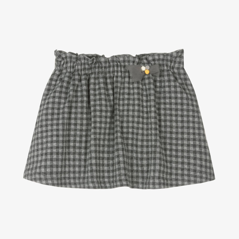 Boboli - Girls Grey Checked Jersey Skirt | Childrensalon