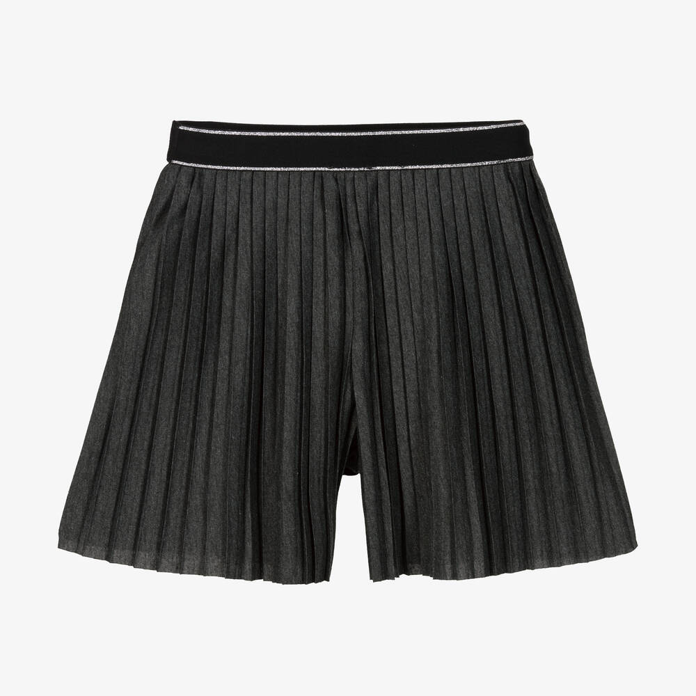 Boboli-Girls Grey Pleated Shorts | Childrensalon Outlet