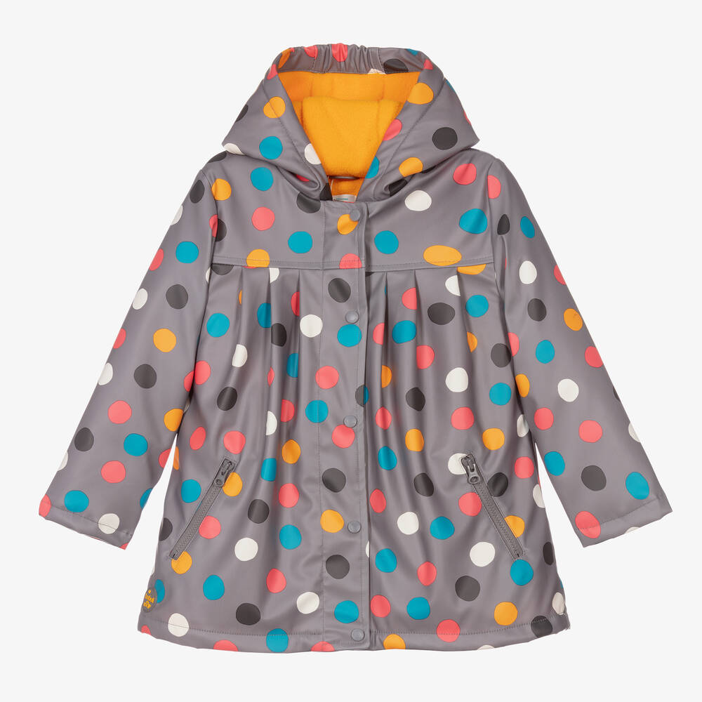 Boboli - Girls Grey Polka Dot Raincoat | Childrensalon