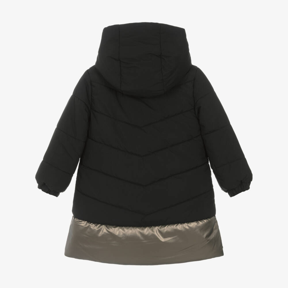 Boboli-Girls Hooded Black Puffer Jacket | Childrensalon Outlet