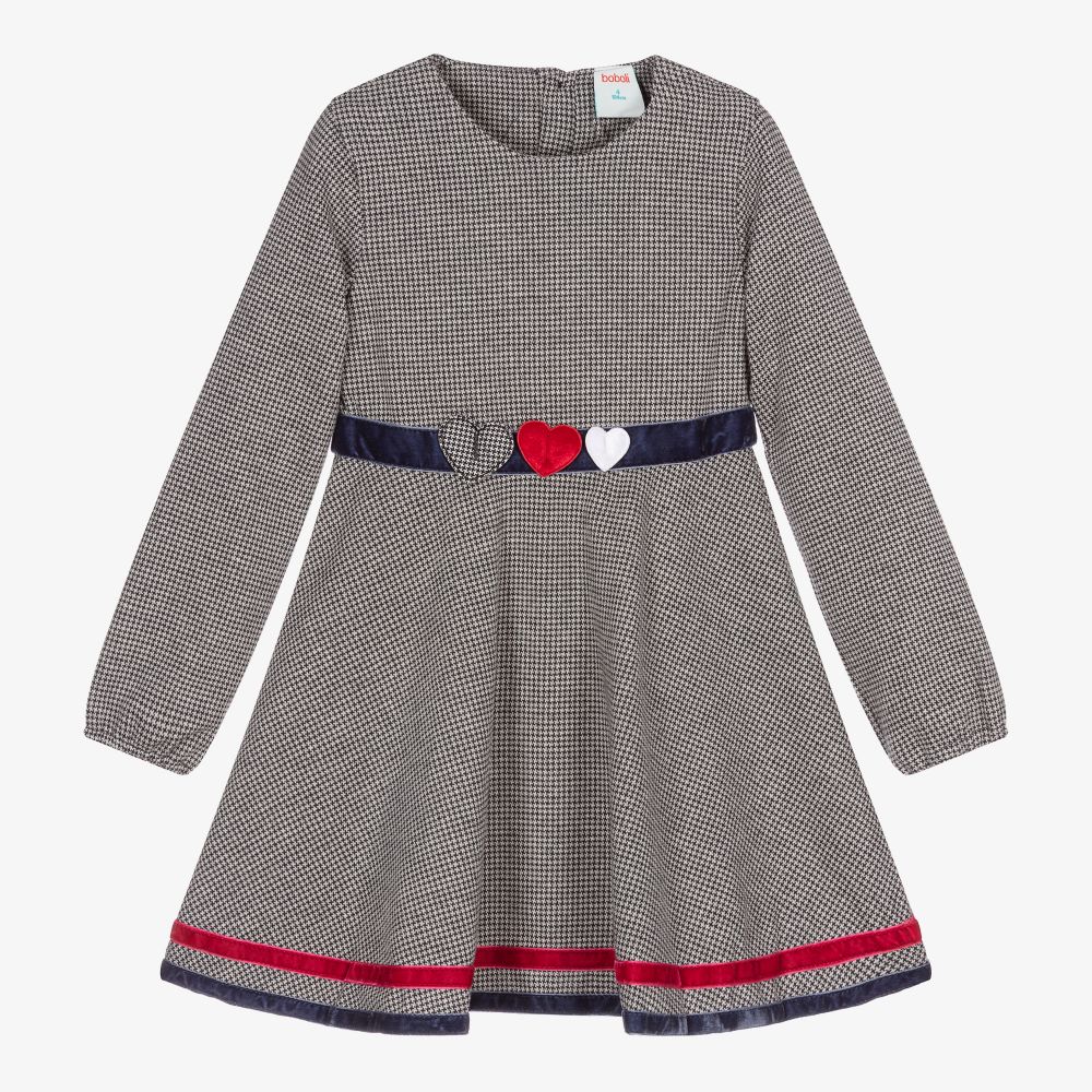 Boboli - Jerseykleid mit Hahnentrittmuster (M) | Childrensalon