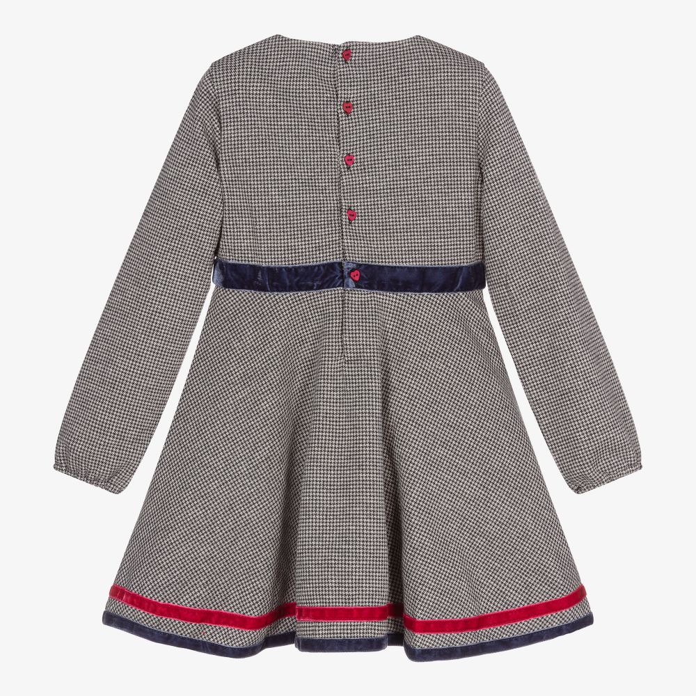 Boboli Robe motif pied de poule en jersey Fille