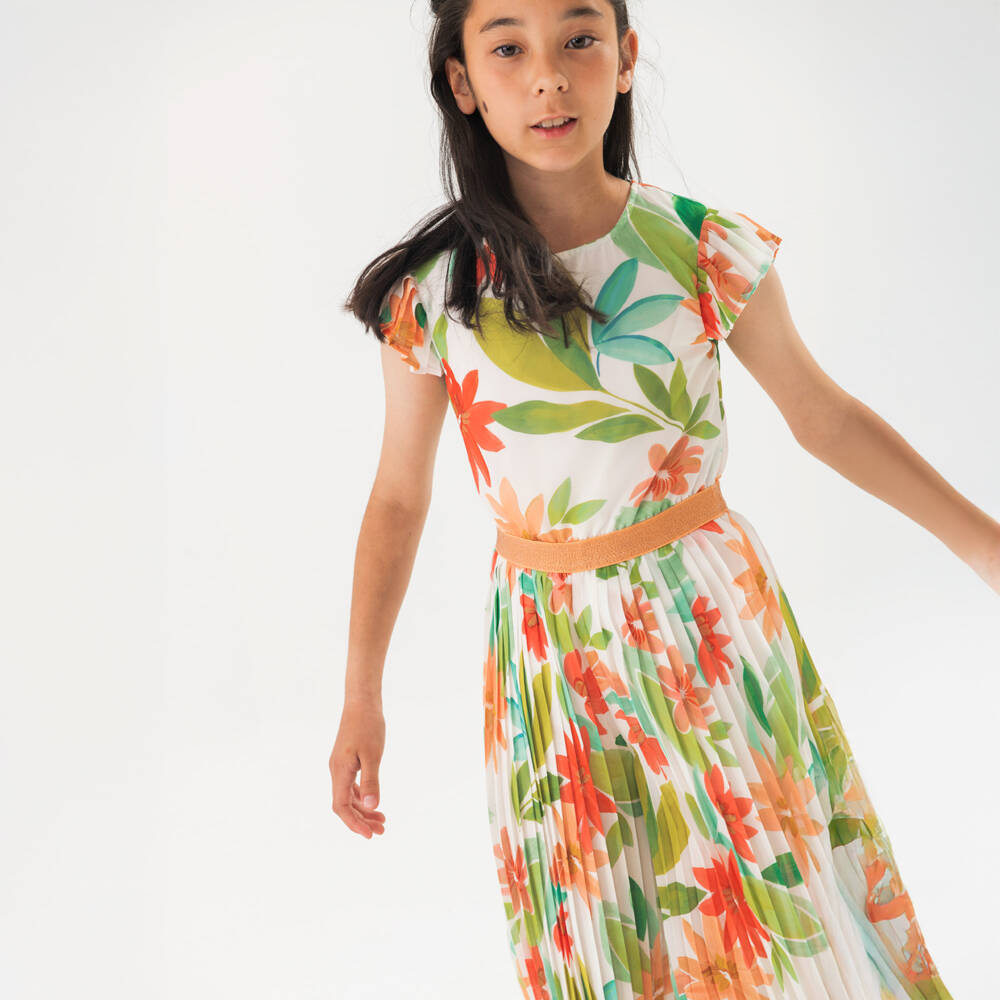 Boboli-Girls Ivory Blossom Crêpe Romper | Childrensalon Outlet