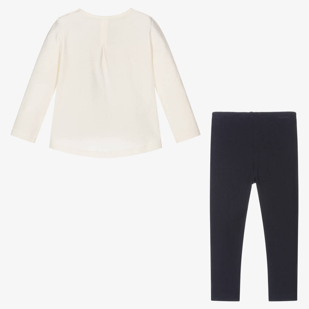 Boboli-Кремовый топ и синие легинсы для девочек | Childrensalon Outlet