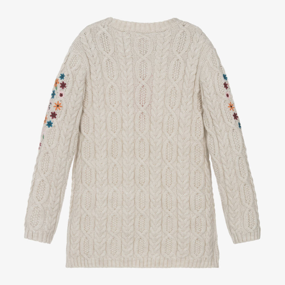 Boboli-Girls Ivory Cable Knit Dress | Childrensalon Outlet