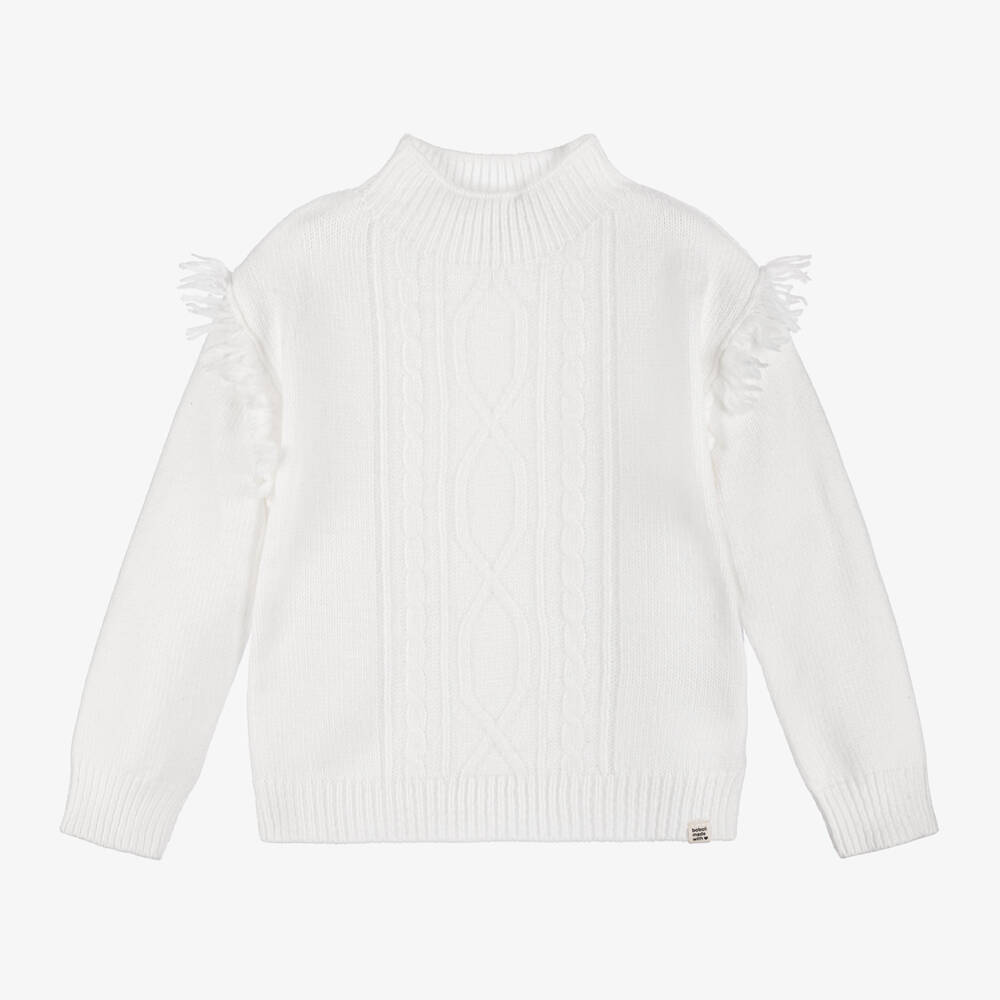 Boboli-Girls Ivory Cable Knit Sweater | Childrensalon Outlet