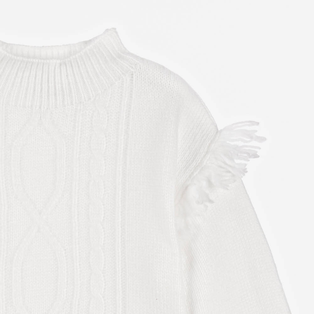 Boboli-Girls Ivory Cable Knit Sweater | Childrensalon Outlet