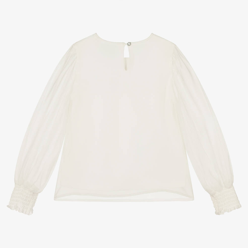 Boboli-Кремовая шифоновая блузка | Childrensalon Outlet