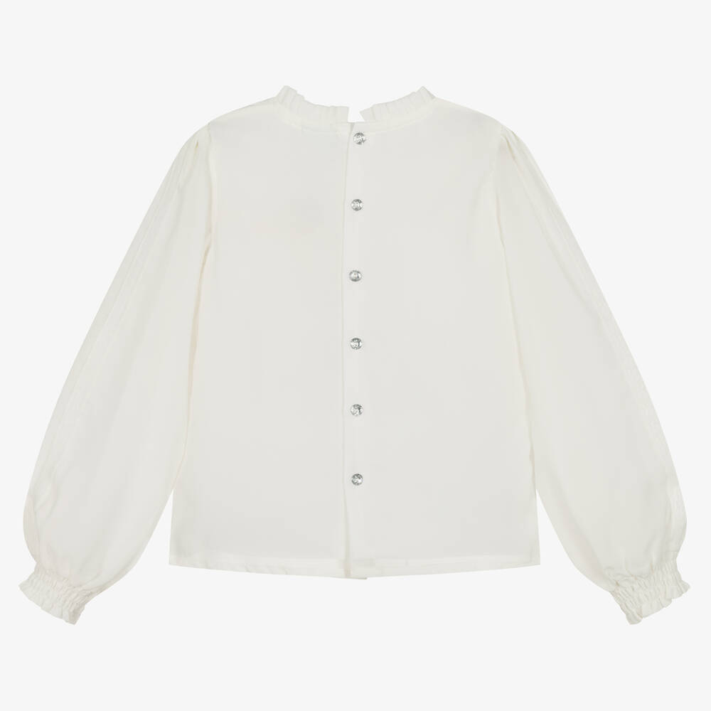 Boboli Girls Ivory Chiffon Blouse Childrensalon Outlet