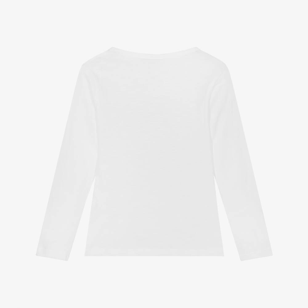 Boboli-Girls Ivory Cotton Floral Top | Childrensalon Outlet