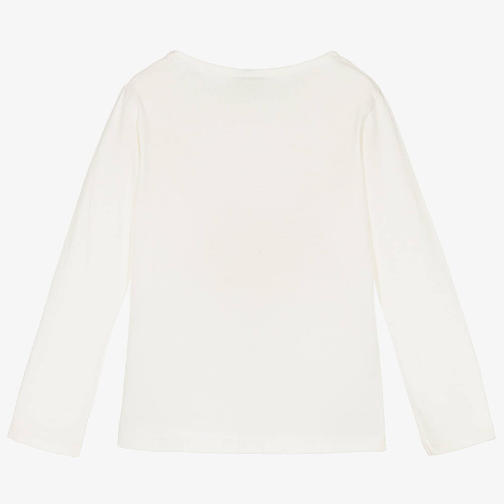 Boboli-Girls Ivory Cotton Graphic Top | Childrensalon Outlet
