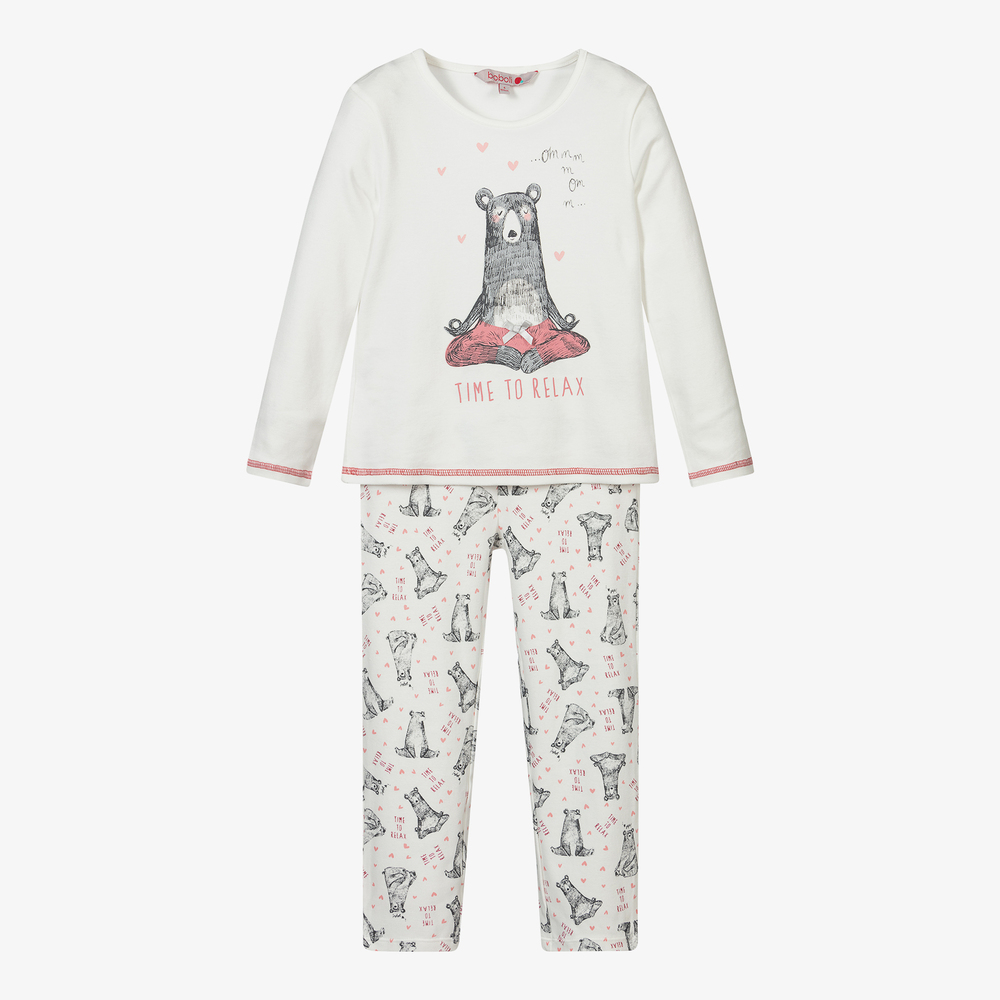 Boboli - Кремовая хлопковая пижама для девочек | Childrensalon