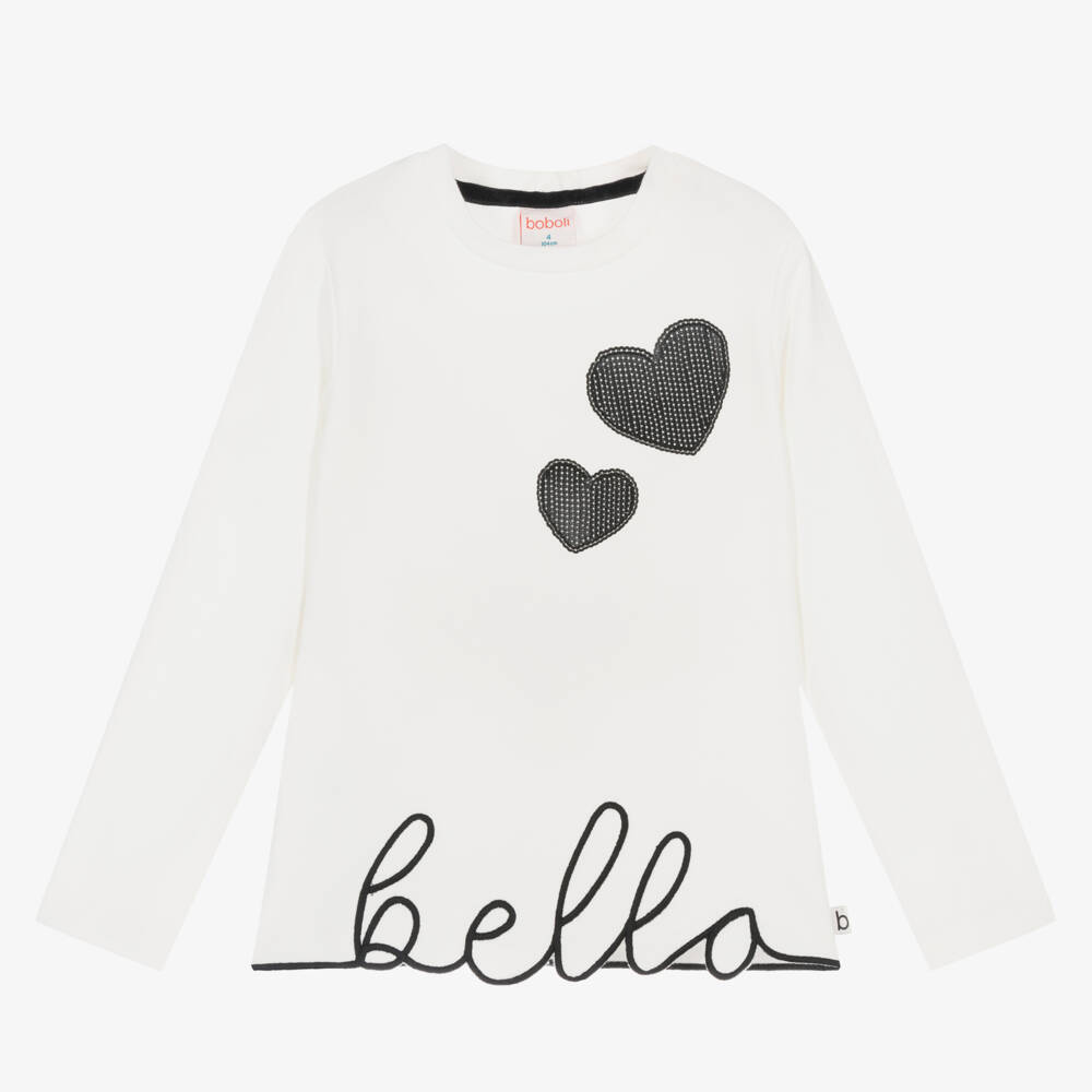 Boboli-Girls Ivory Embroidered Cotton Tee | Childrensalon Outlet