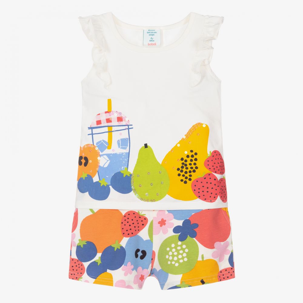 Boboli - Кремовый топ и шорты с цветами для девочек | Childrensalon