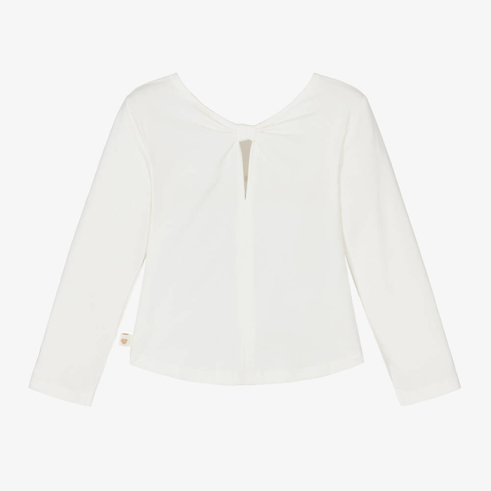 Boboli-Girls Ivory Long Sleeve Graphic Tee | Childrensalon Outlet