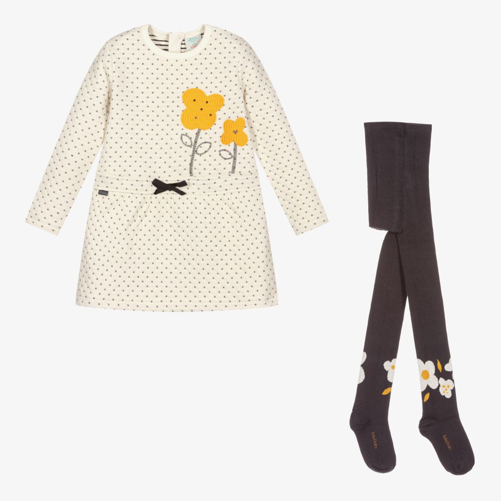 Boboli-Girls Ivory Quilted Dress Set | Childrensalon Outlet