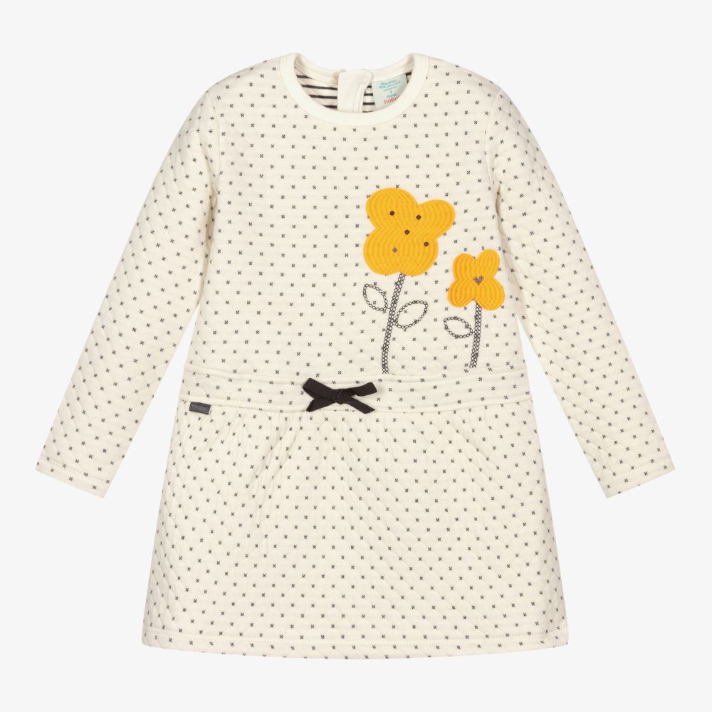 Boboli - طقم فستان قطن جيرسي مبطن لون عاجي | Childrensalon
