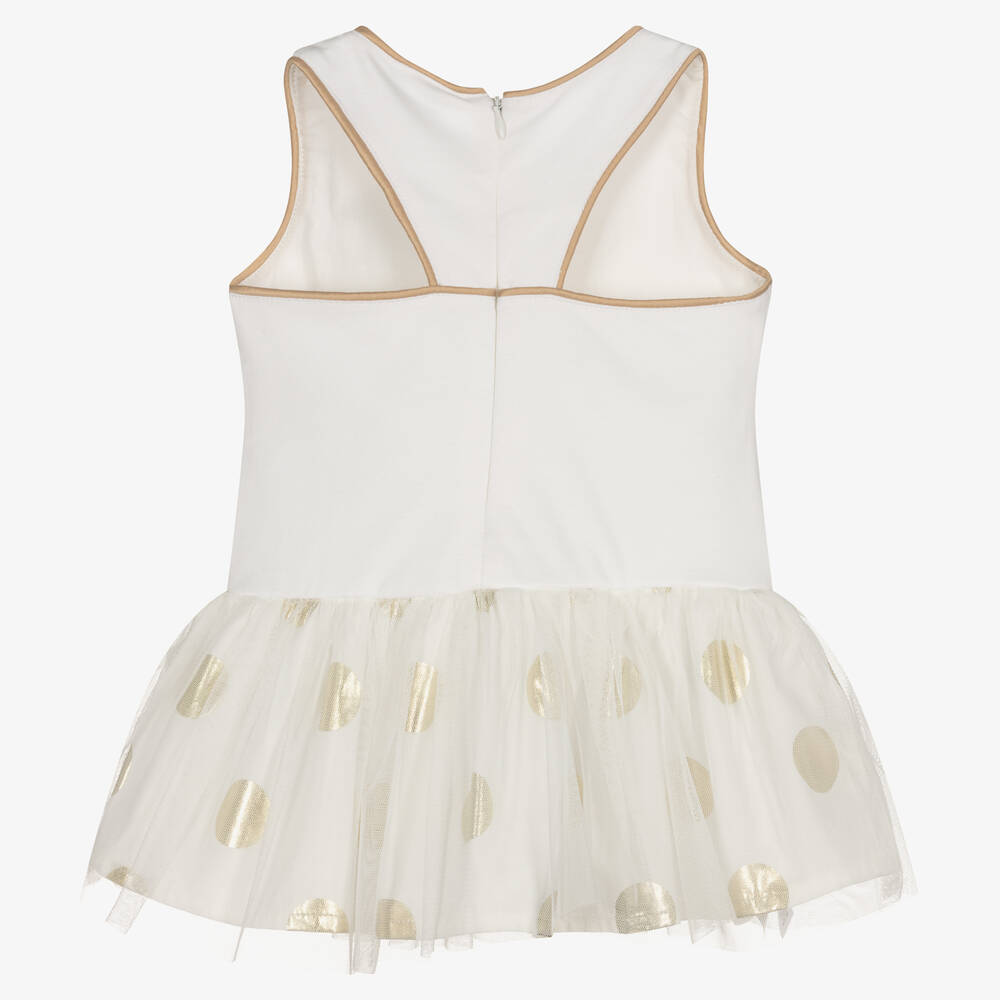 Boboli-Girls Ivory Rabbit Print Tulle Dress | Childrensalon Outlet