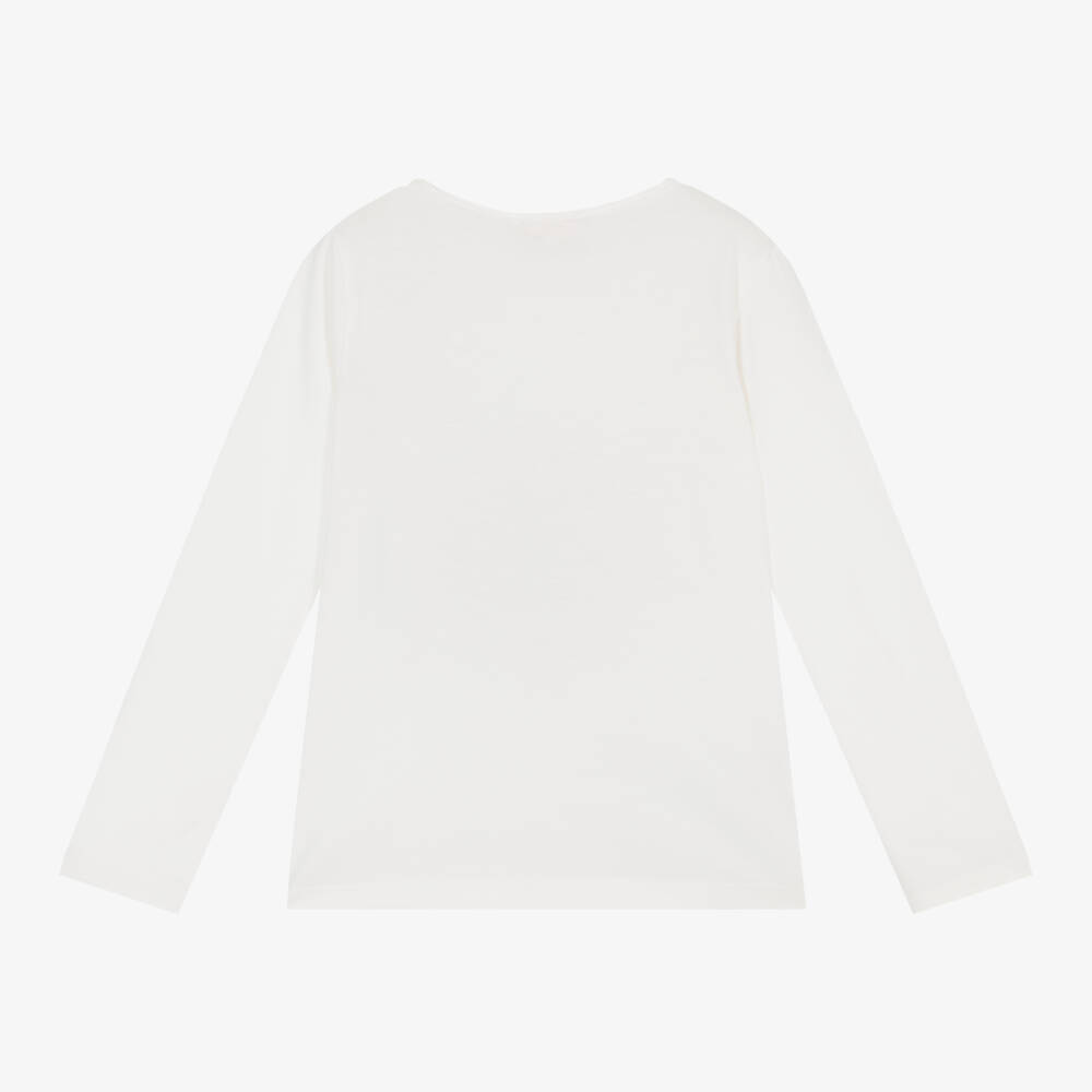 Boboli-Girls Ivory Rainbow Long Sleeve Tee | Childrensalon Outlet