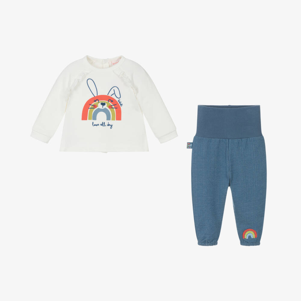 Boboli-Girls Ivory Rainbow Sweatshirt Set | Childrensalon Outlet