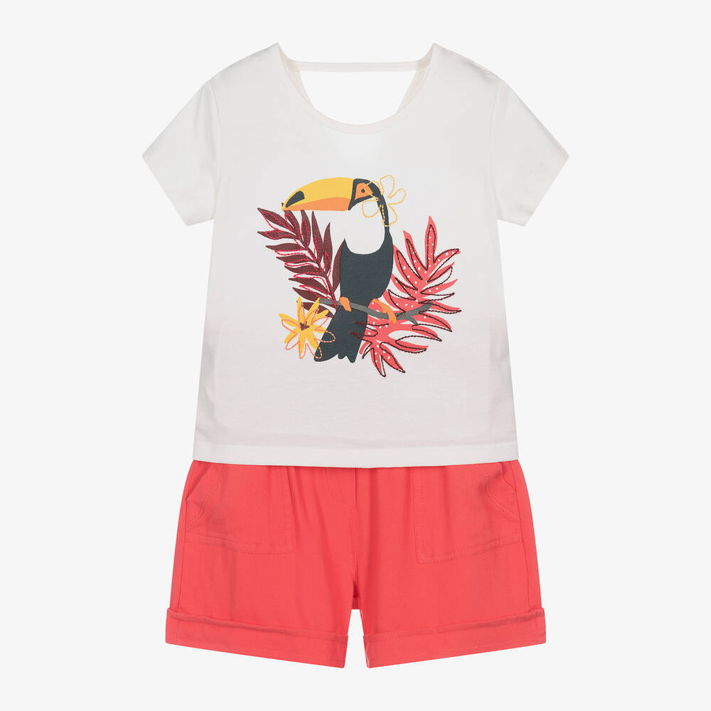 Boboli-Girls Ivory & Red Shorts Set | Childrensalon Outlet