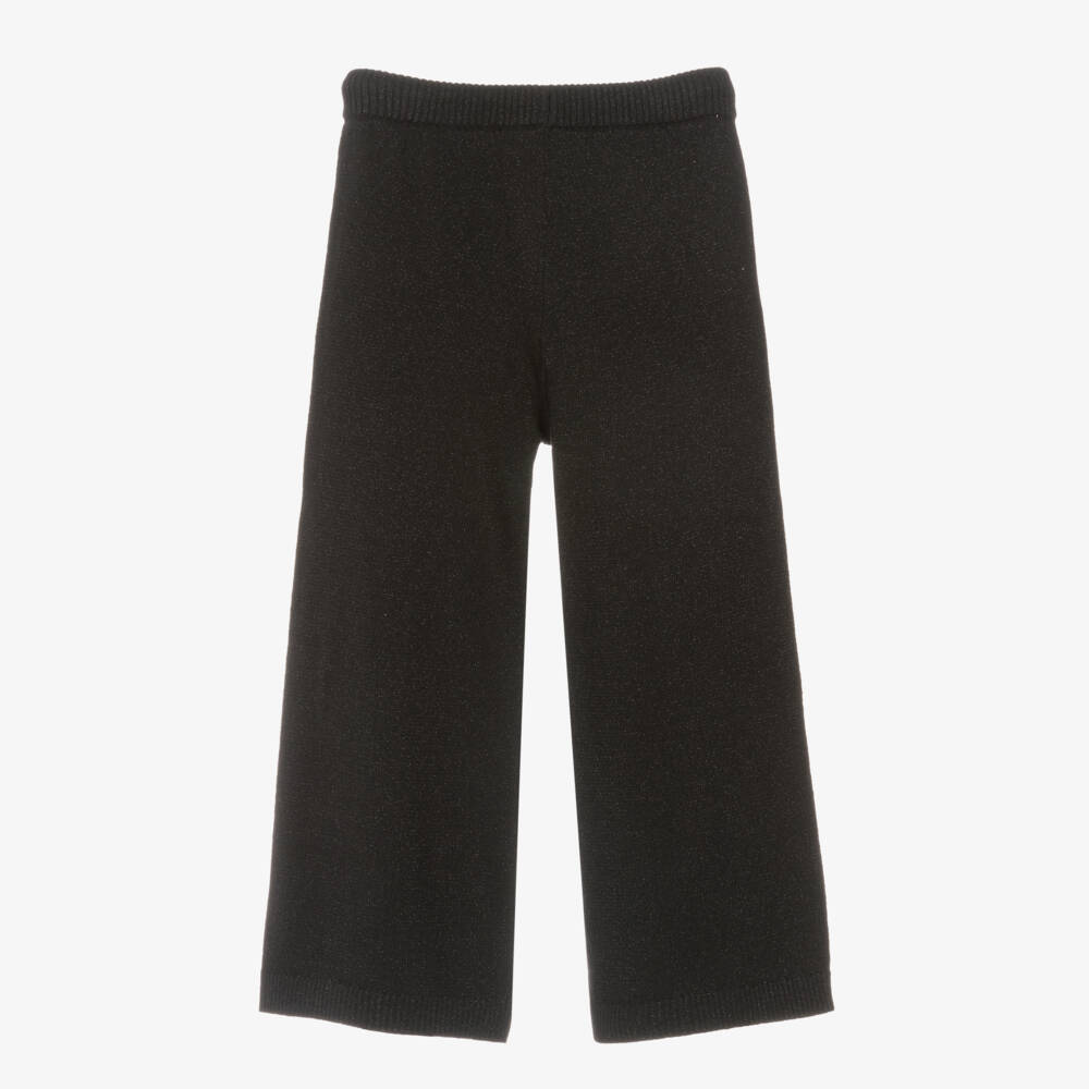 Boboli-Girls Knit Black Wide-Leg Trousers | Childrensalon Outlet