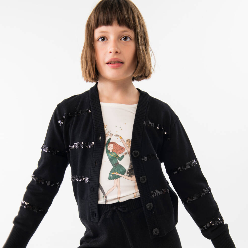 Boboli-Girls Knit Black Wide-Leg Trousers | Childrensalon Outlet