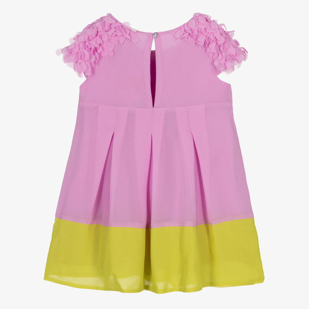 Boboli-Girls Lilac Pink & Green Chiffon Dress | Childrensalon Outlet