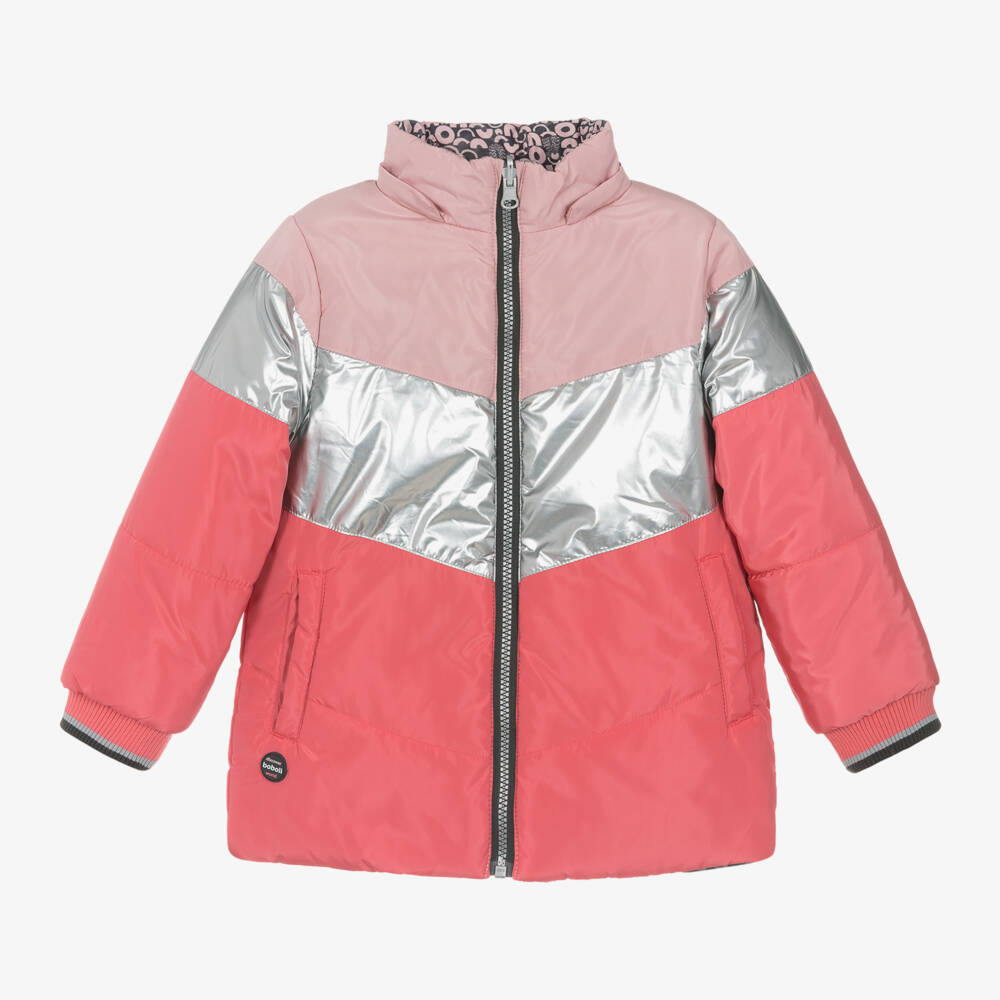 Boboli-Girls Metallic Pink Hooded Jacket | Childrensalon Outlet