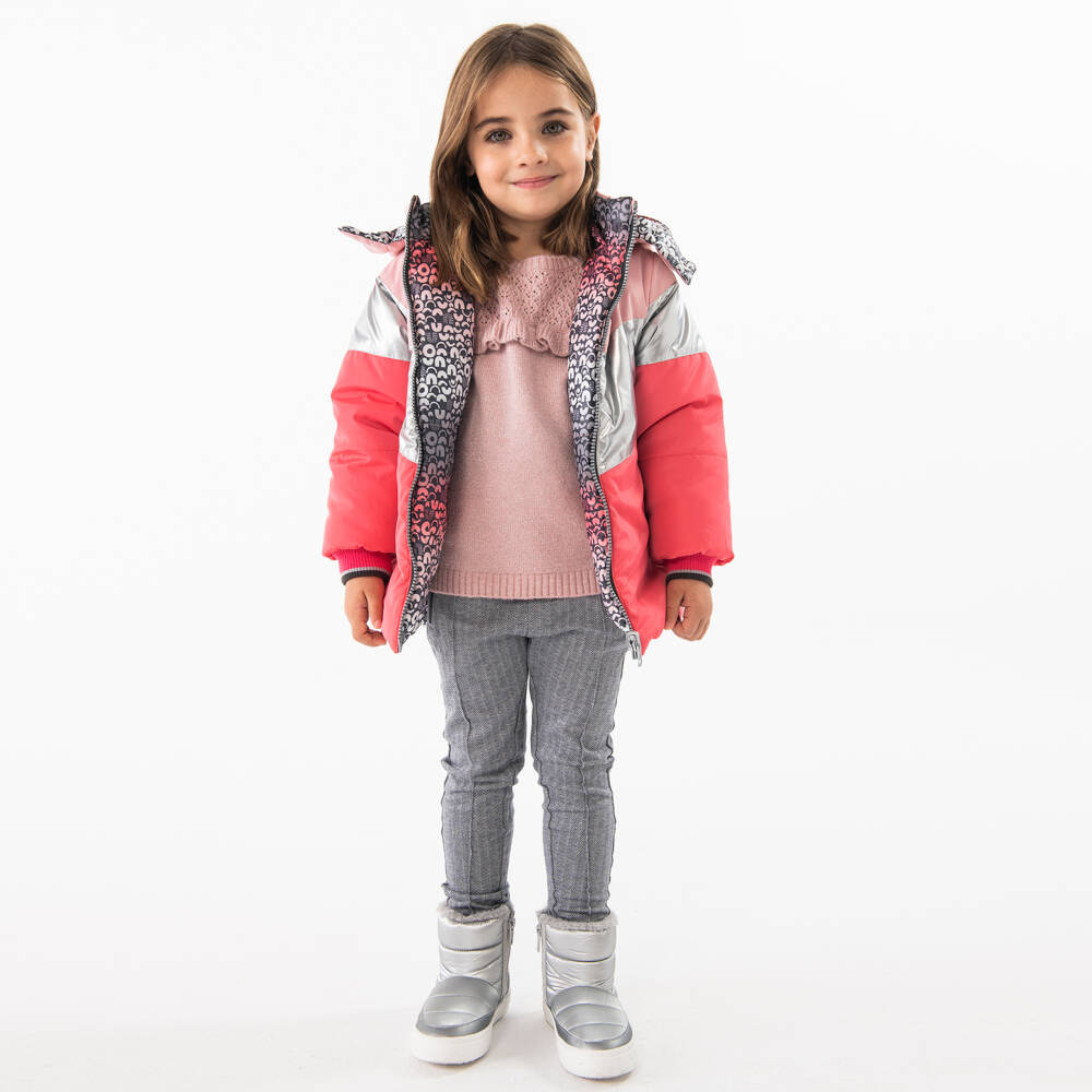 Boboli-Girls Metallic Pink Hooded Jacket | Childrensalon Outlet