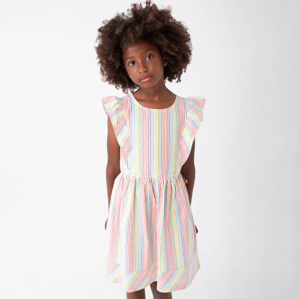 Boboli-Girls Multicolour Striped Cotton Dress | Childrensalon Outlet