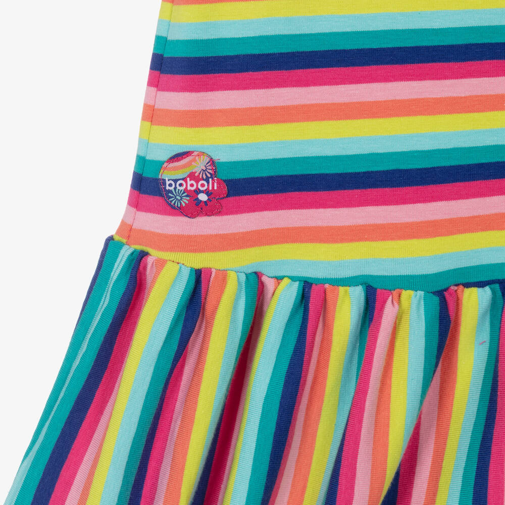 Boboli-Girls Multicolour Striped Cotton Dress | Childrensalon Outlet