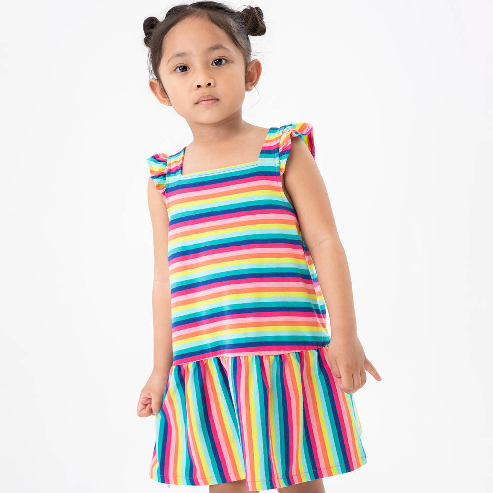 Boboli-Girls Multicolour Striped Cotton Dress | Childrensalon Outlet