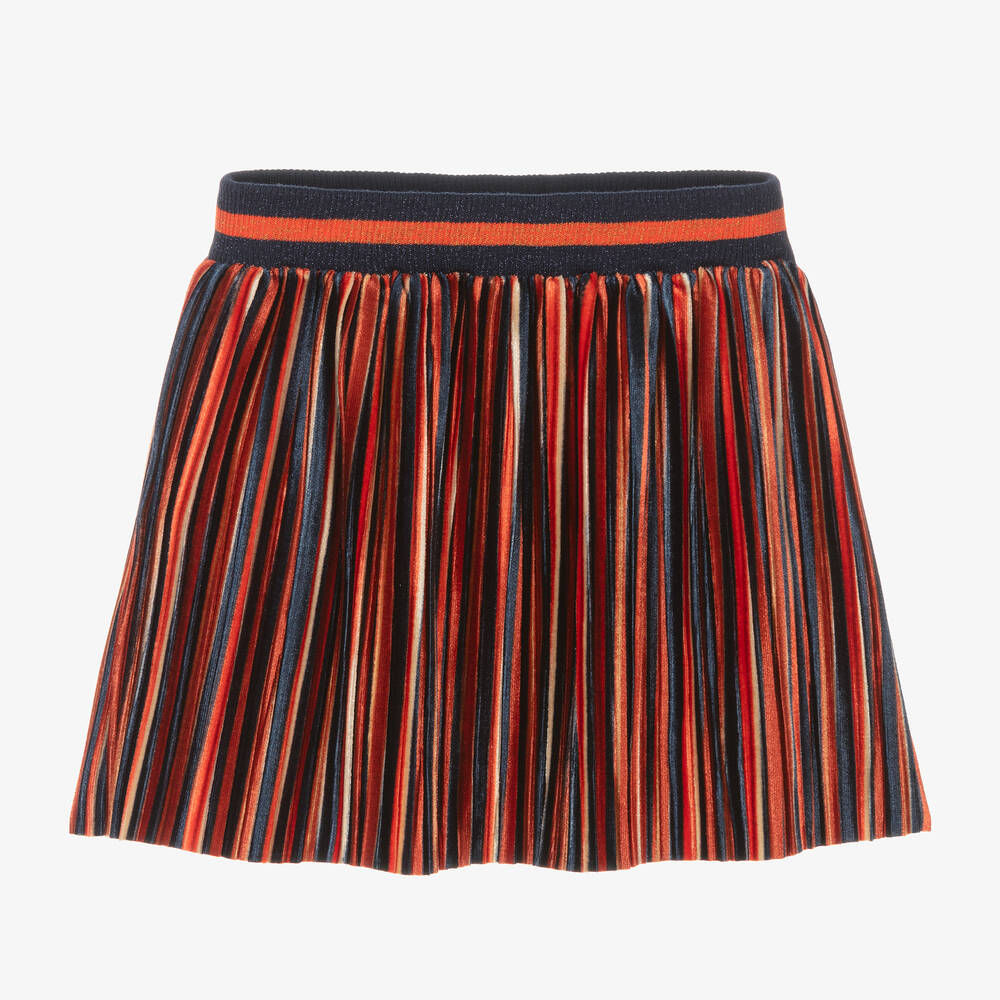 Boboli - Girls Navy Blue & Orange Velour Skirt | Childrensalon