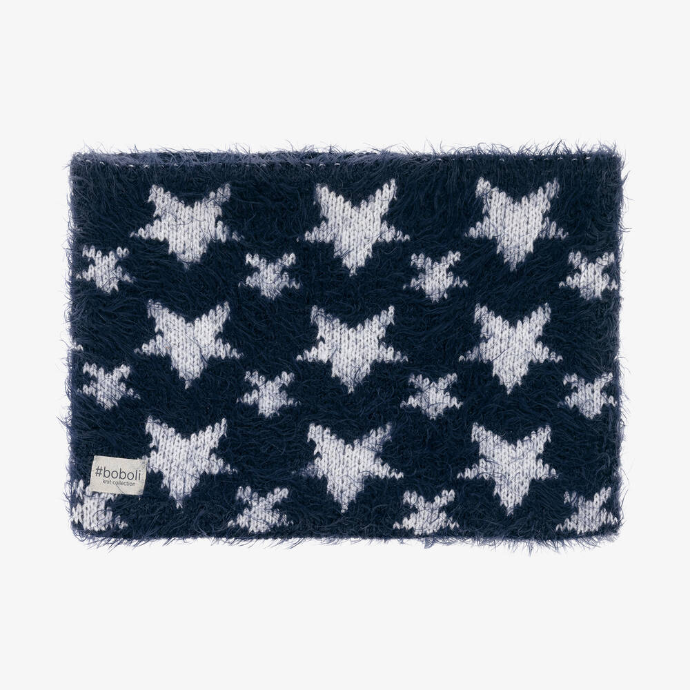 Boboli-Girls Navy Blue Star Wool Knit Snood | Childrensalon Outlet