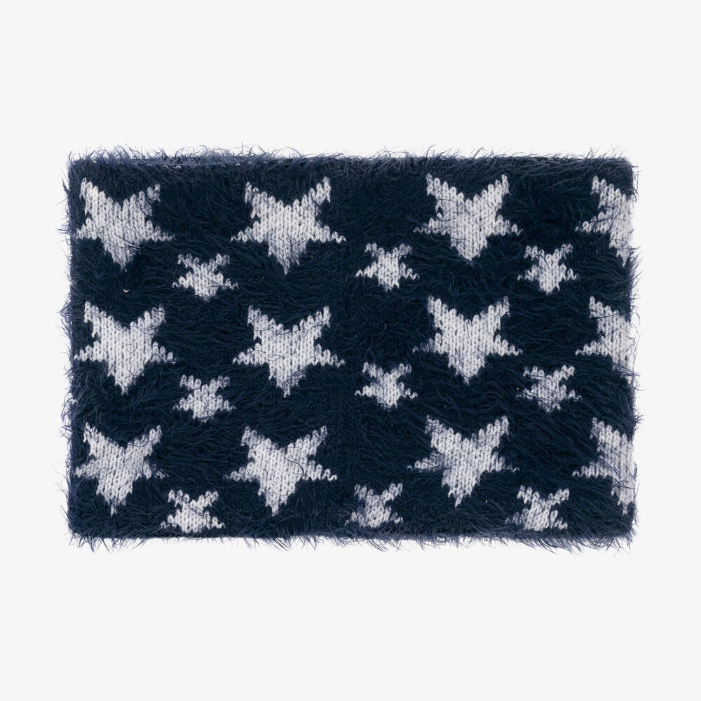 Boboli-Girls Navy Blue Star Wool Knit Snood | Childrensalon Outlet